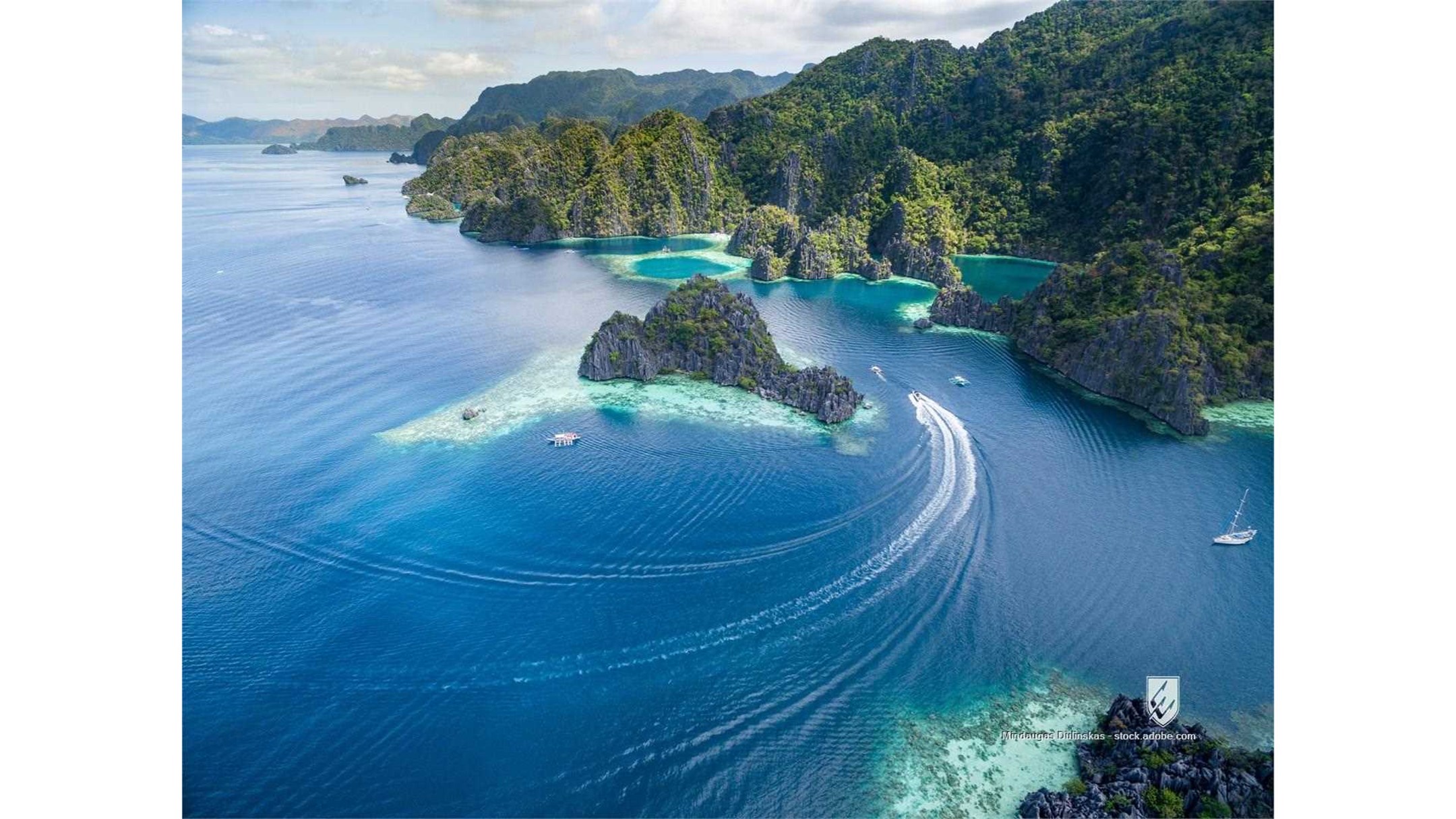 philippines twin lagoon beach coron boat island mountains sand palawan yacht tourist coral garden reef drone aerial wate