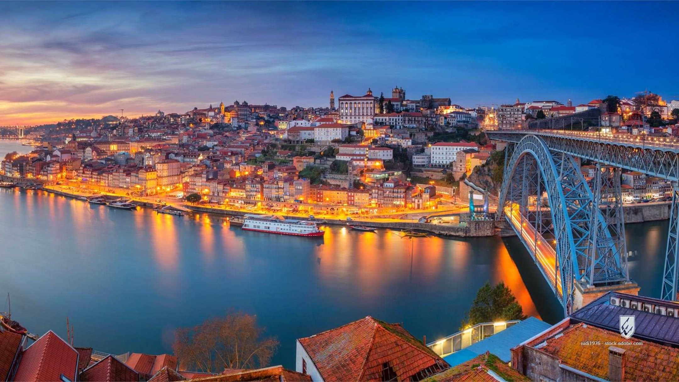 porto portugal panoramic city luis bridge panorama river cityscape water architecture sky outdoor skyline bridge reflect