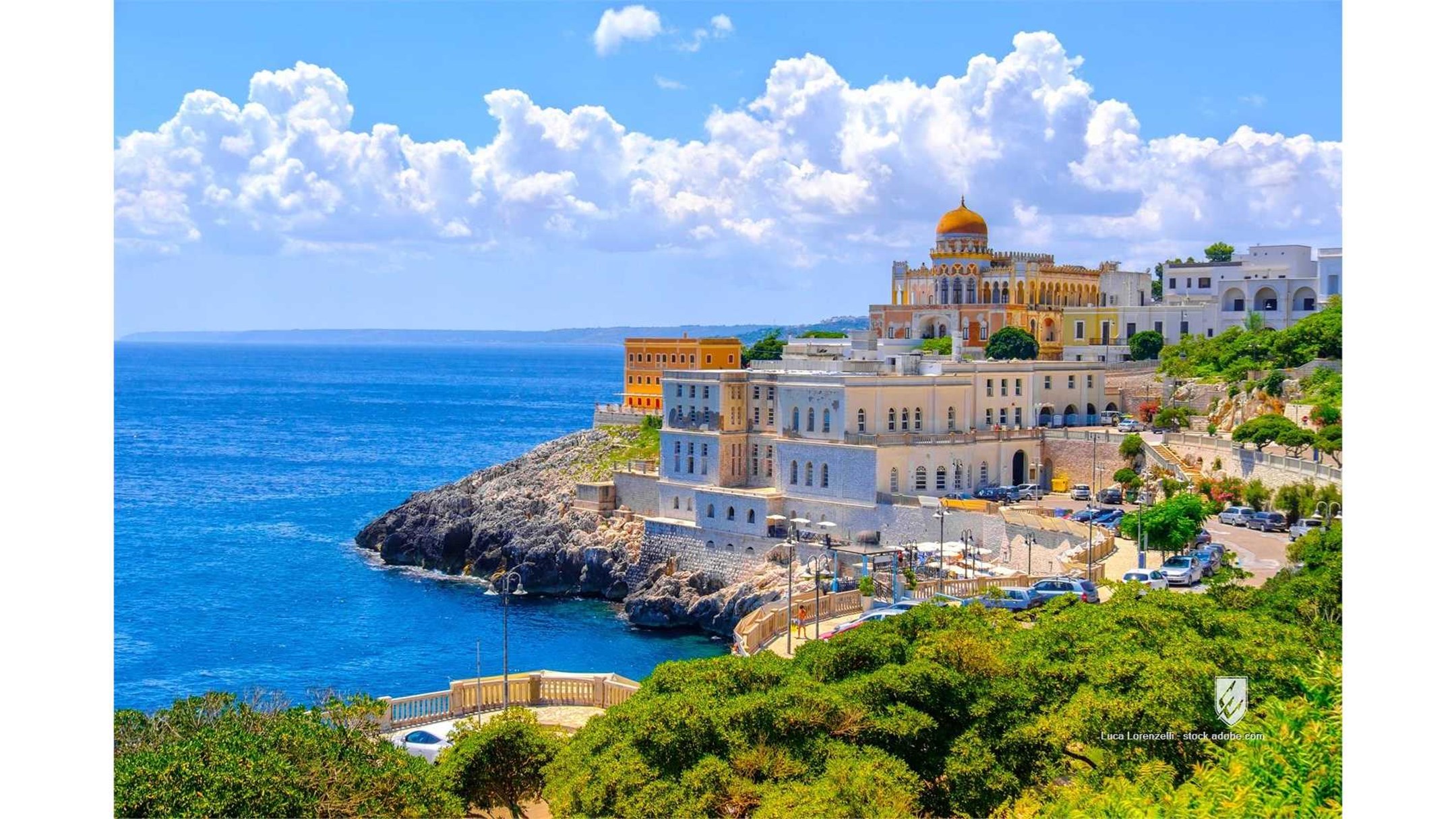 santa cesarea terme salento apulia lecce south italy panoramic landscape village adriatic sea architecture bay panorama