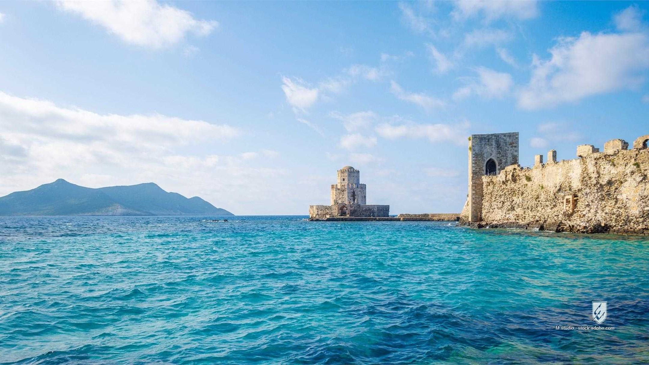 greece peloponnese travel tour tourism sea tower castle mediterranean destination vacation landmark architecture