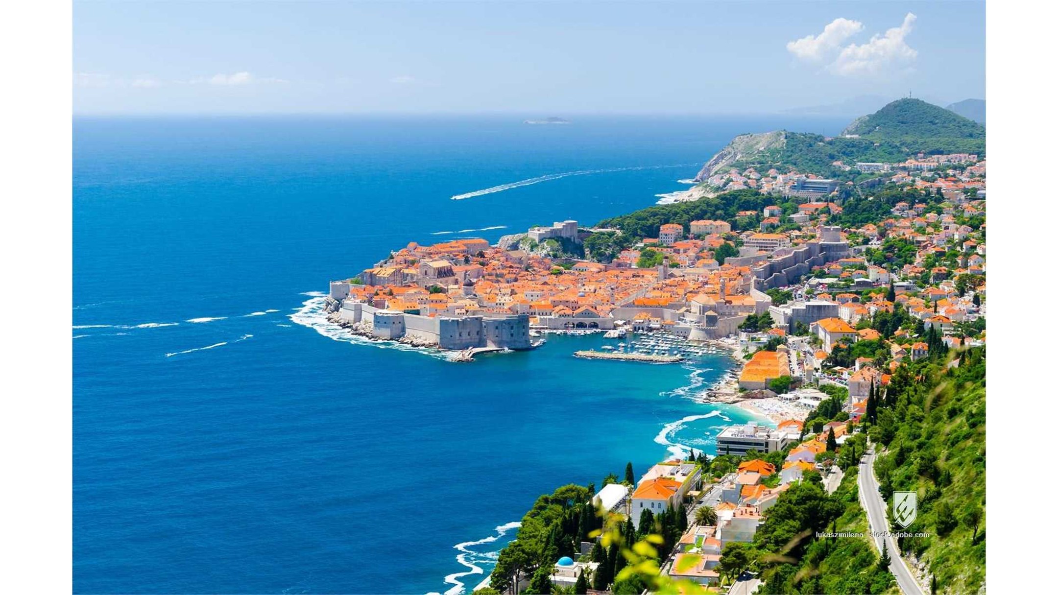 dubrovnik croatia old view town beach sea city coast adriatic water travel landscape europe wall panorama seascape port