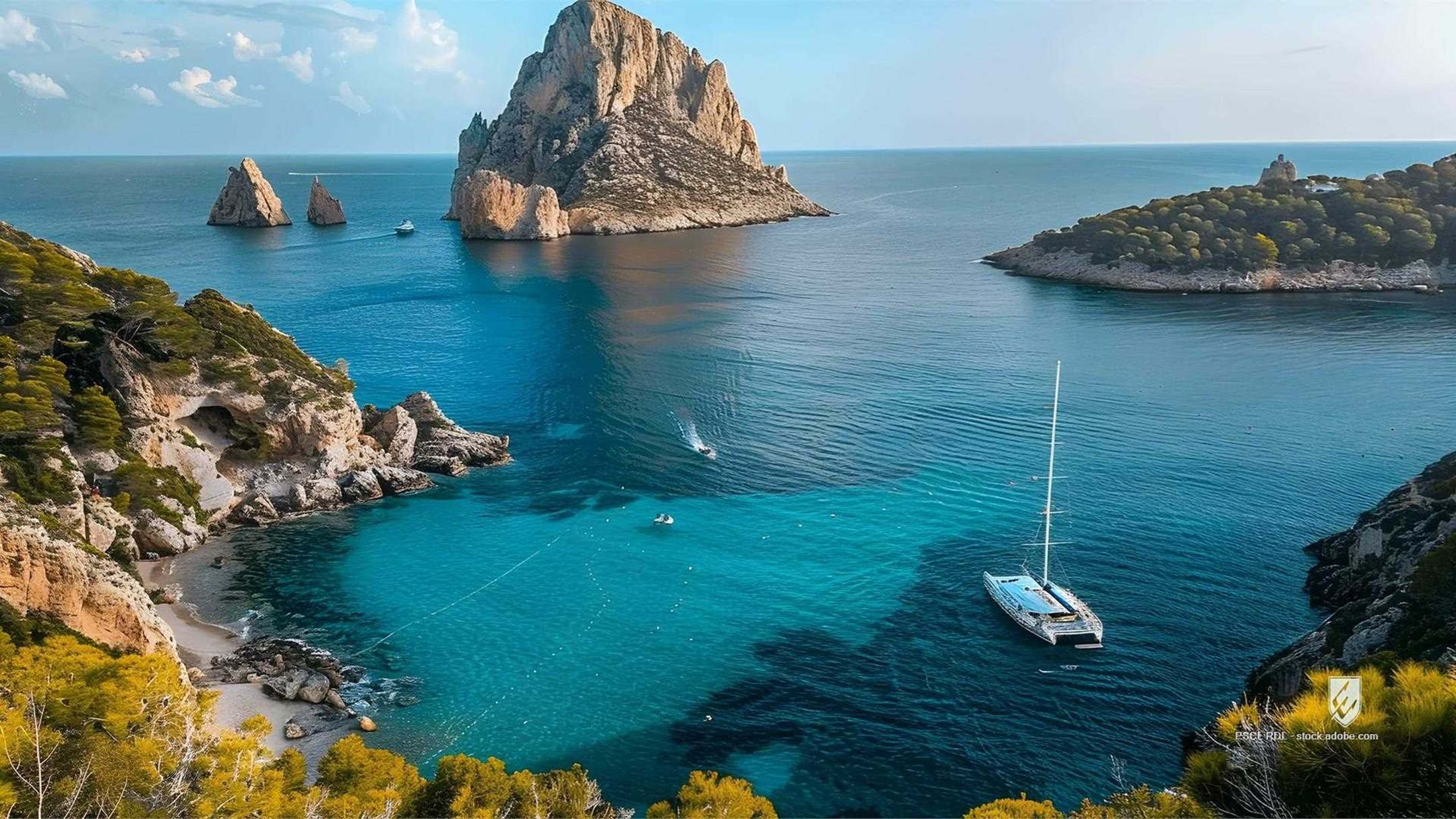 sea island spain travel summer nature coastline mountain sky landscape tourism cliff outdoor view es vedra coast water