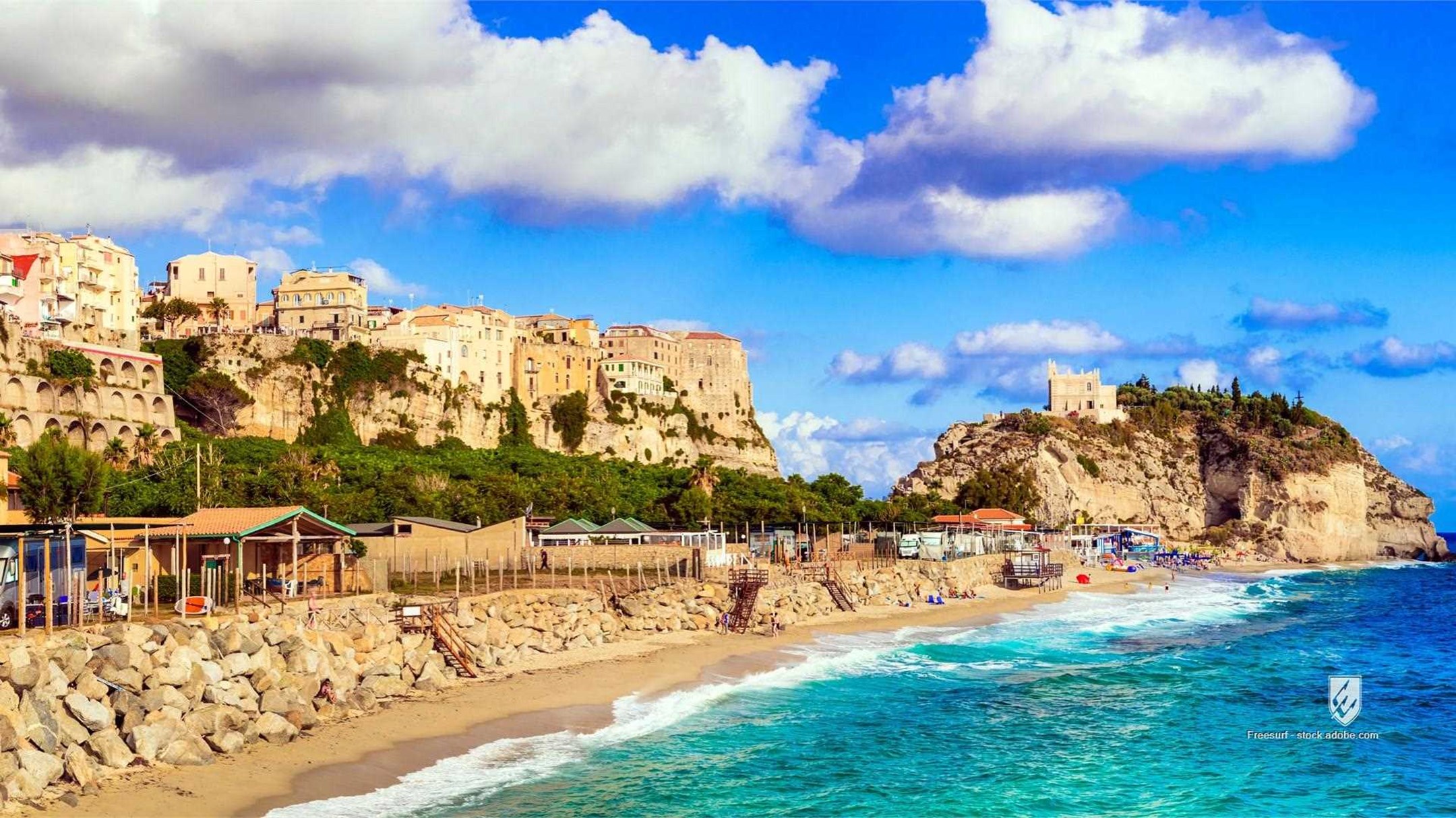 aerial architecture attraction background beach beautiful building calabria castle church city coast coastline destinati