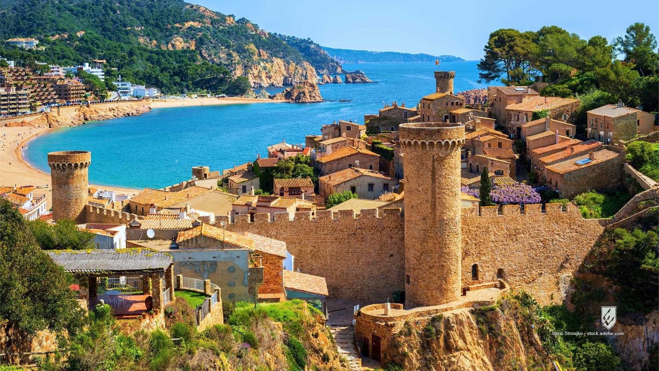 tossa de mar tossa de mar spain catalonia mediterranean sea coast costa brava sand beach old town wall tower historical