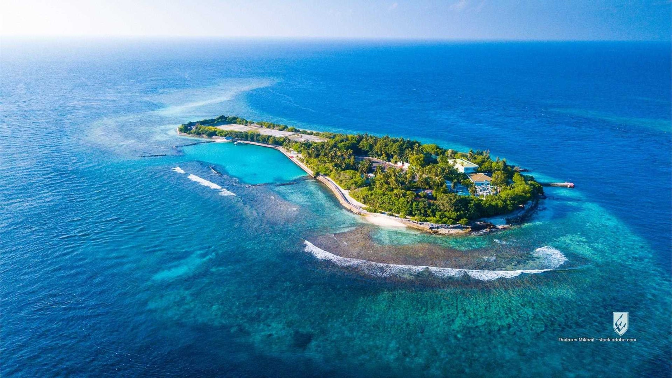 aerial atoll beach bird eye blue clean clear coast coastline day foam green ground high horizon island islet kaafu lagoo