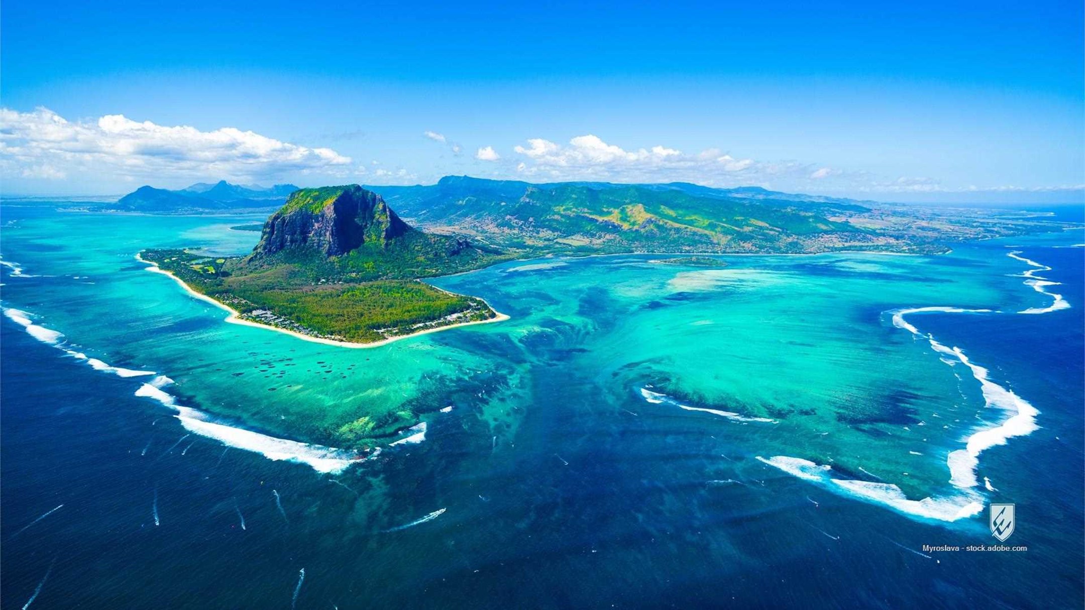 aerial brabant cloudy cloud coast coral day destination famous heritage hill indian ocean island lagoon landscape le mor
