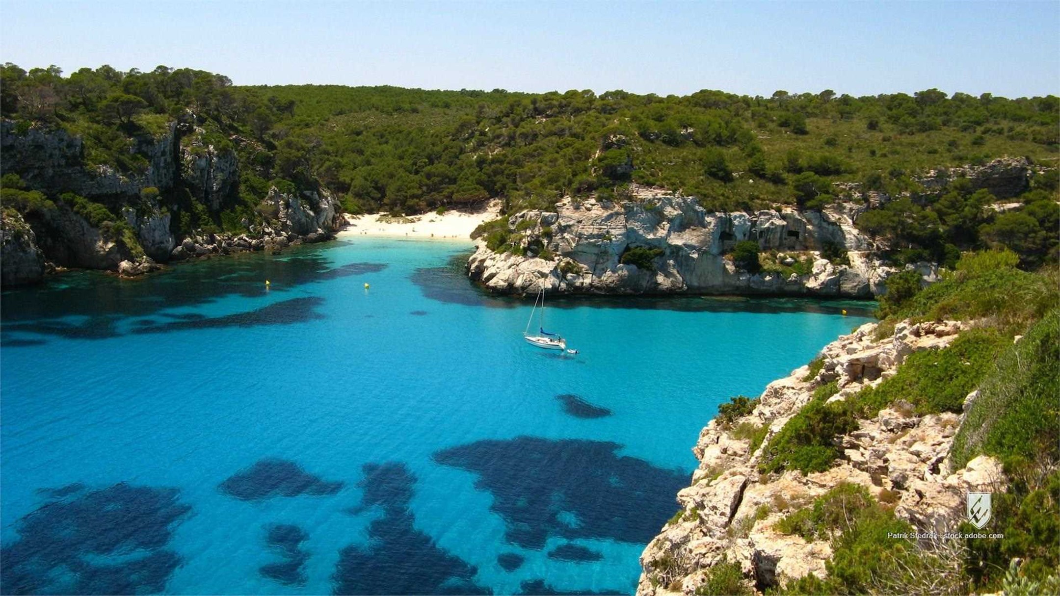 menorca balearic spain island mediterranean bay harbour yacht deep blue crystal clear peaceful heaven paradise calm lagu