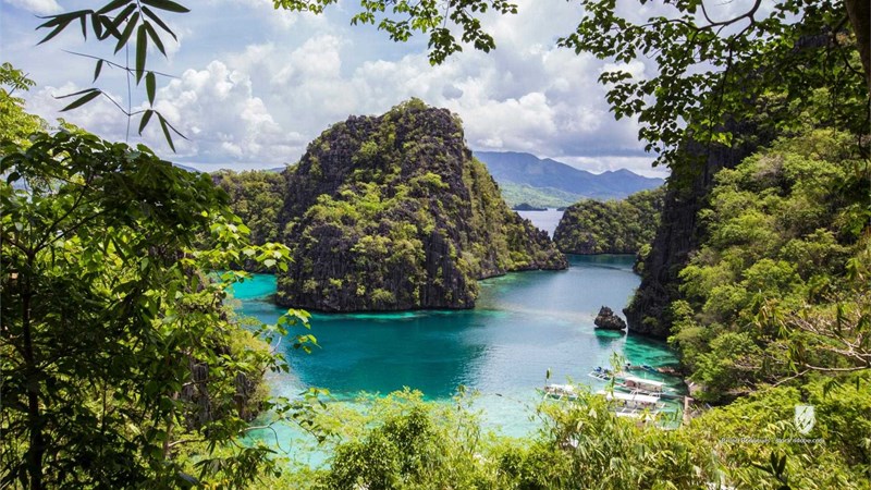 philippines coron palawan sea water island beach landscape nature sky blue ocean tropical bay travel tree summer mountai