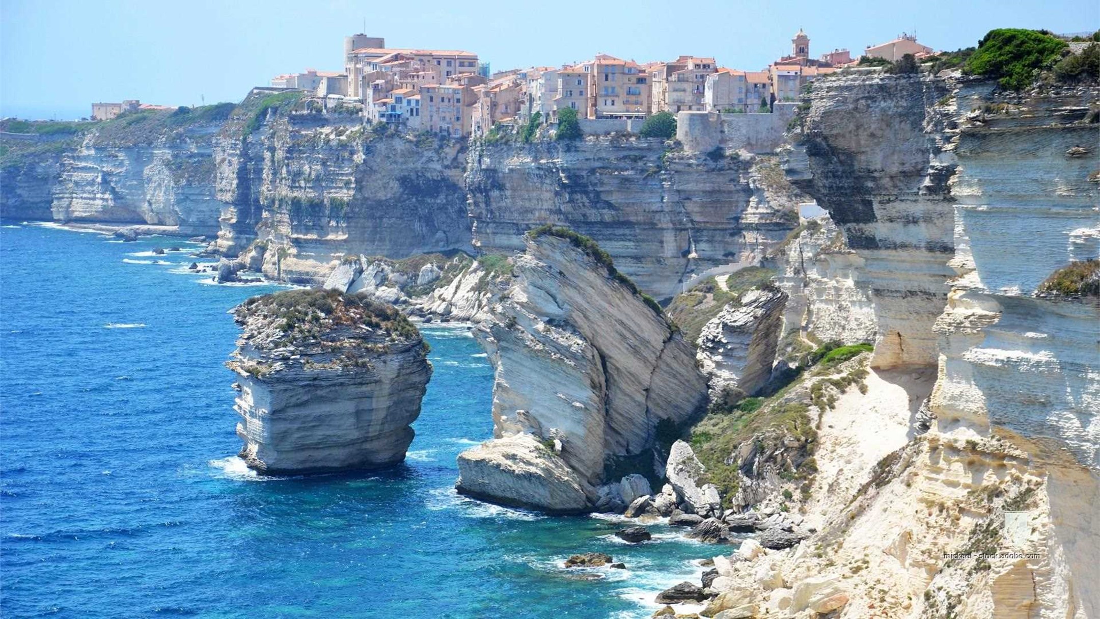 bonifacio corsica cliff corsican typical mediterranean sea sun france ocean summer italy sardinia coast walking