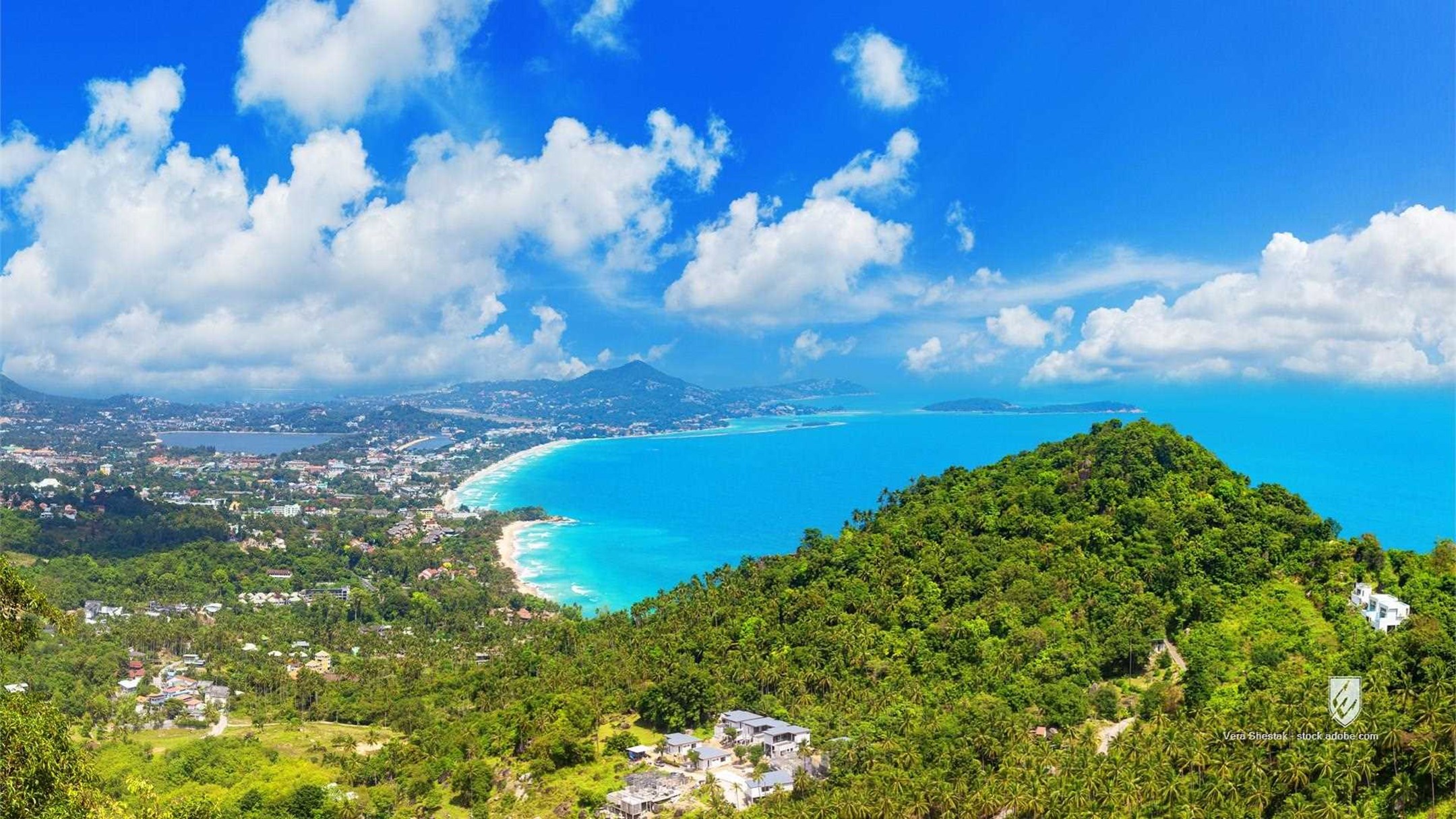 samui thailand beach sea ocean tropical landscape island asia mountain palm nature paradise turquoise water tourism abov