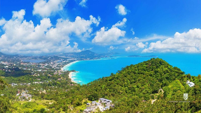 samui thailand beach sea ocean tropical landscape island asia mountain palm nature paradise turquoise water tourism abov