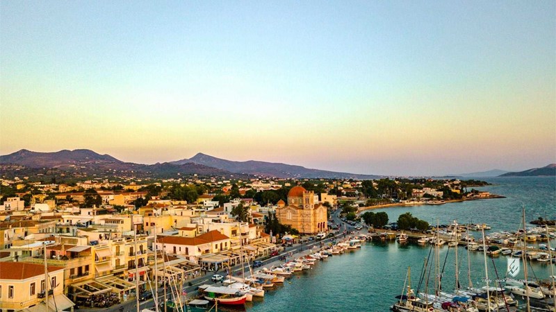 aegina europe greece greek gulf island mediterranean port saronic travel vacation architecture building church fishing