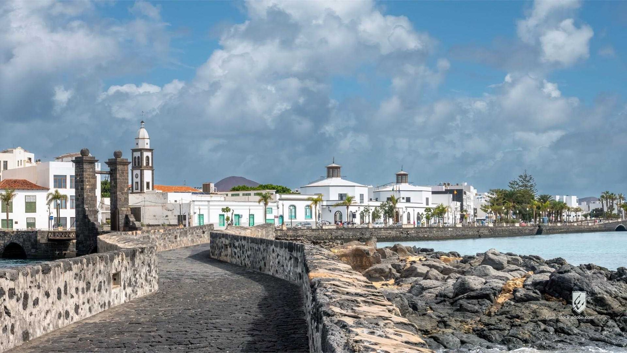 archipelago architecture arrecife background beautiful blue sky bucket list canaries canary church cruise cruising