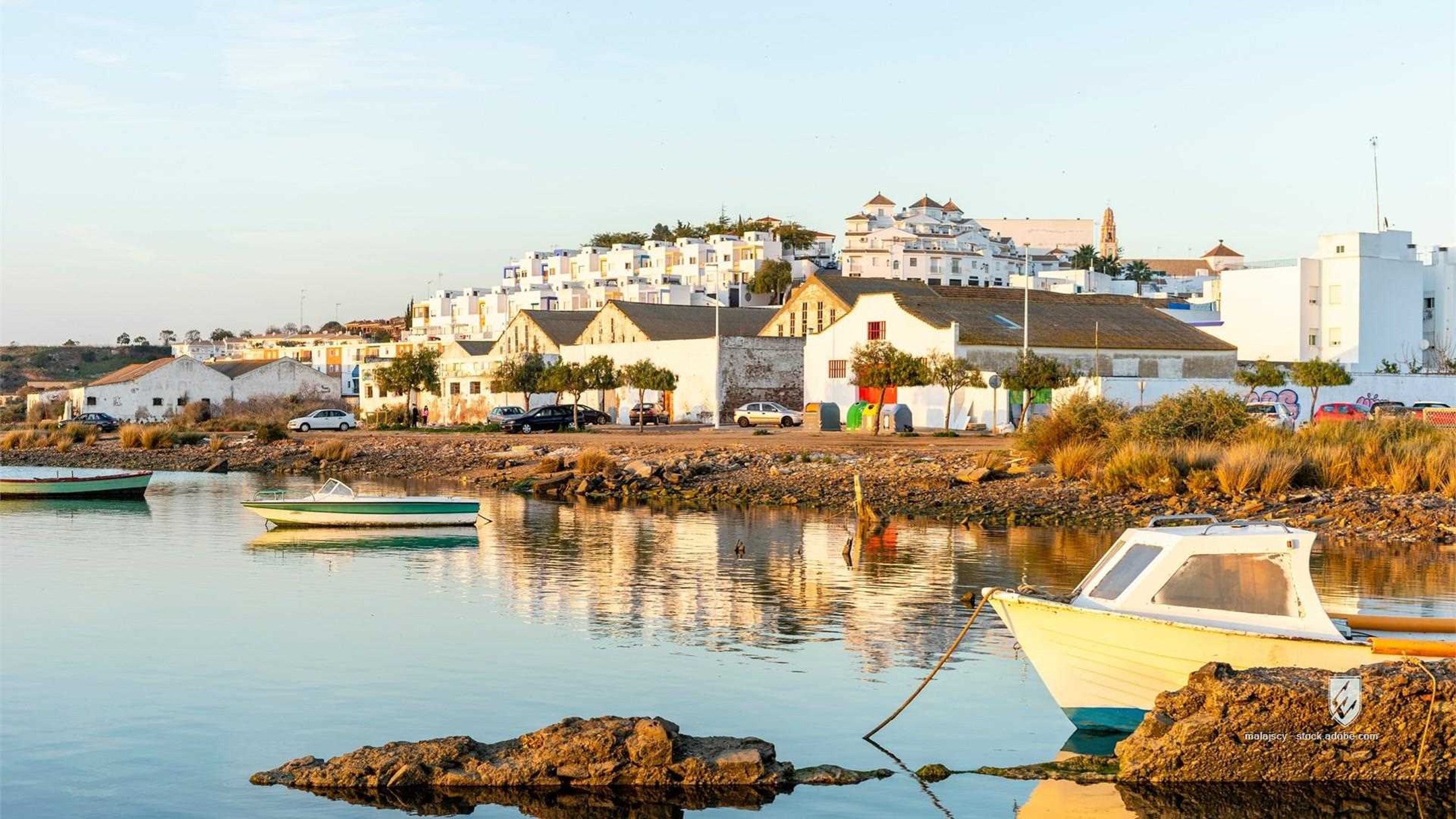 ayamonte spain boat huelva town river andalusia white europe portugal view summer architecture sky andalucia guadiana