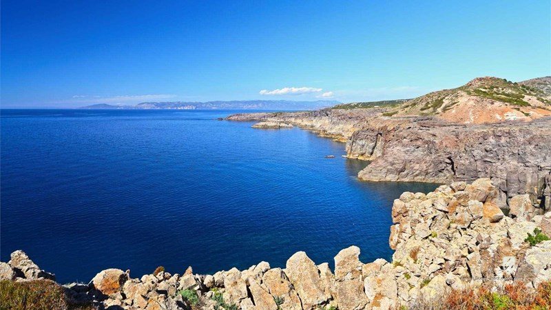 cape carloforte blue cliff clear coast europe granite headland holiday island italian italy landscape mediterranean