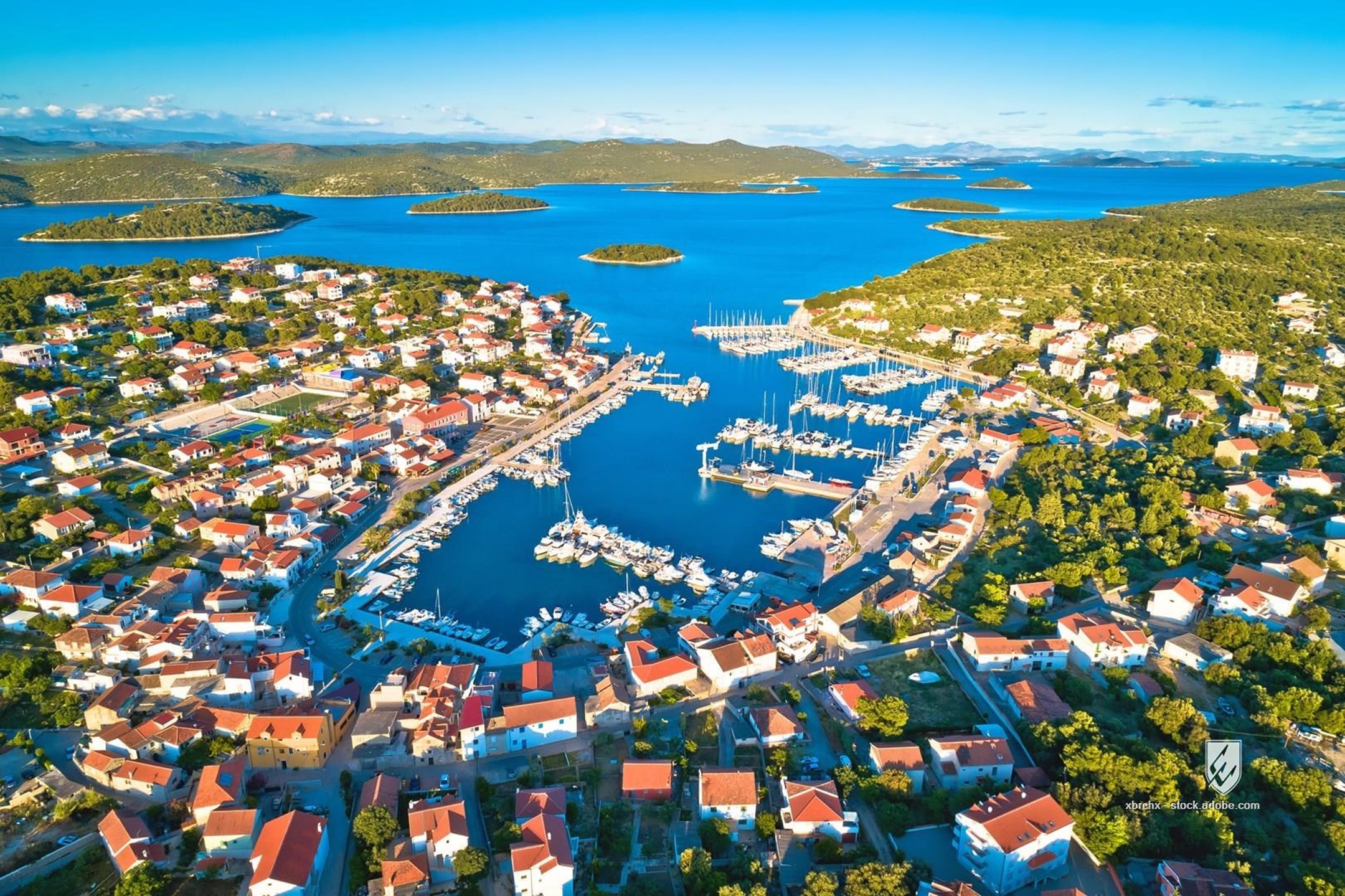 jezera church murter tisno island islands croatia dalmatia blue green turquoise water sea ocean beach destination medite