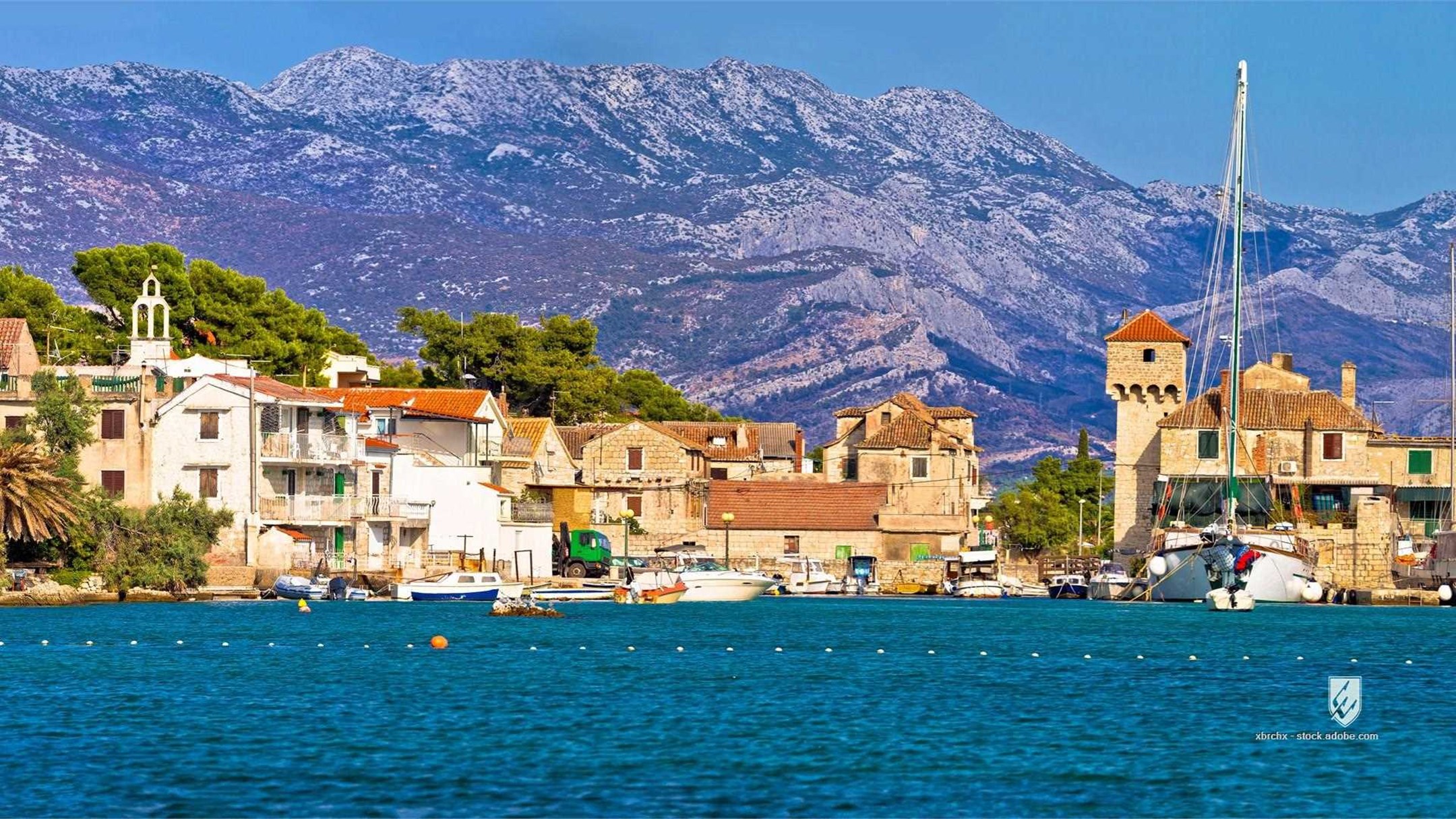 kastel gomilica split kastela croatia dalmatia town city coastal mediterranean adriatic dalmatian harbor marina boat
