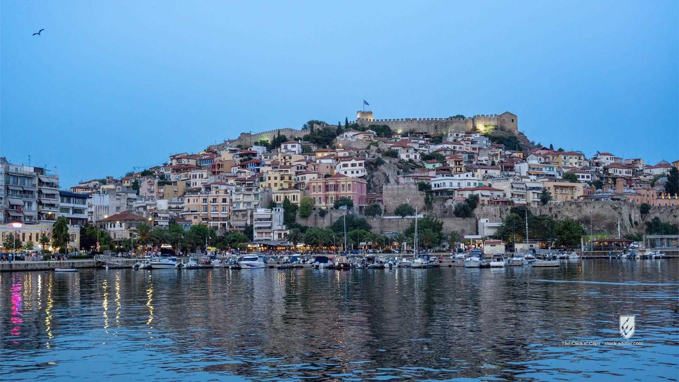 Kavala Greece evening sunset sea coastal horizon nightfall landscape town tranquil seascape skyline nature dusk peaceful