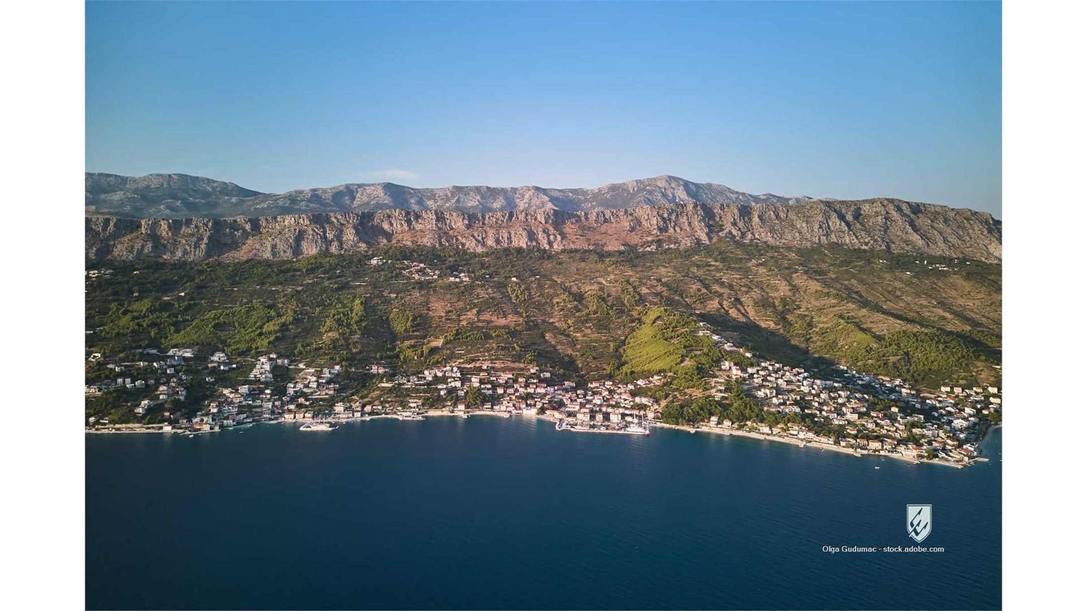 Dugi Rat Mali Omis Omiš Sea beach aerial drone view coast coastline shore vacations village Adriatic Split-Dalmatia Croa