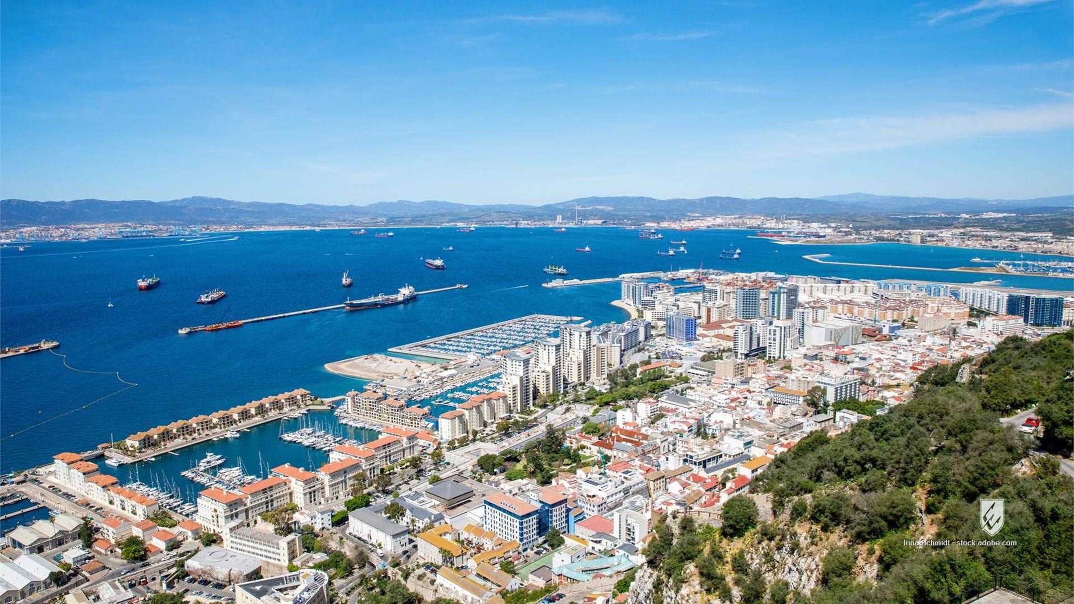 uk port britain famous coast great aerial gibraltar cityscape urban docks europe holiday vacation view architecture sea
