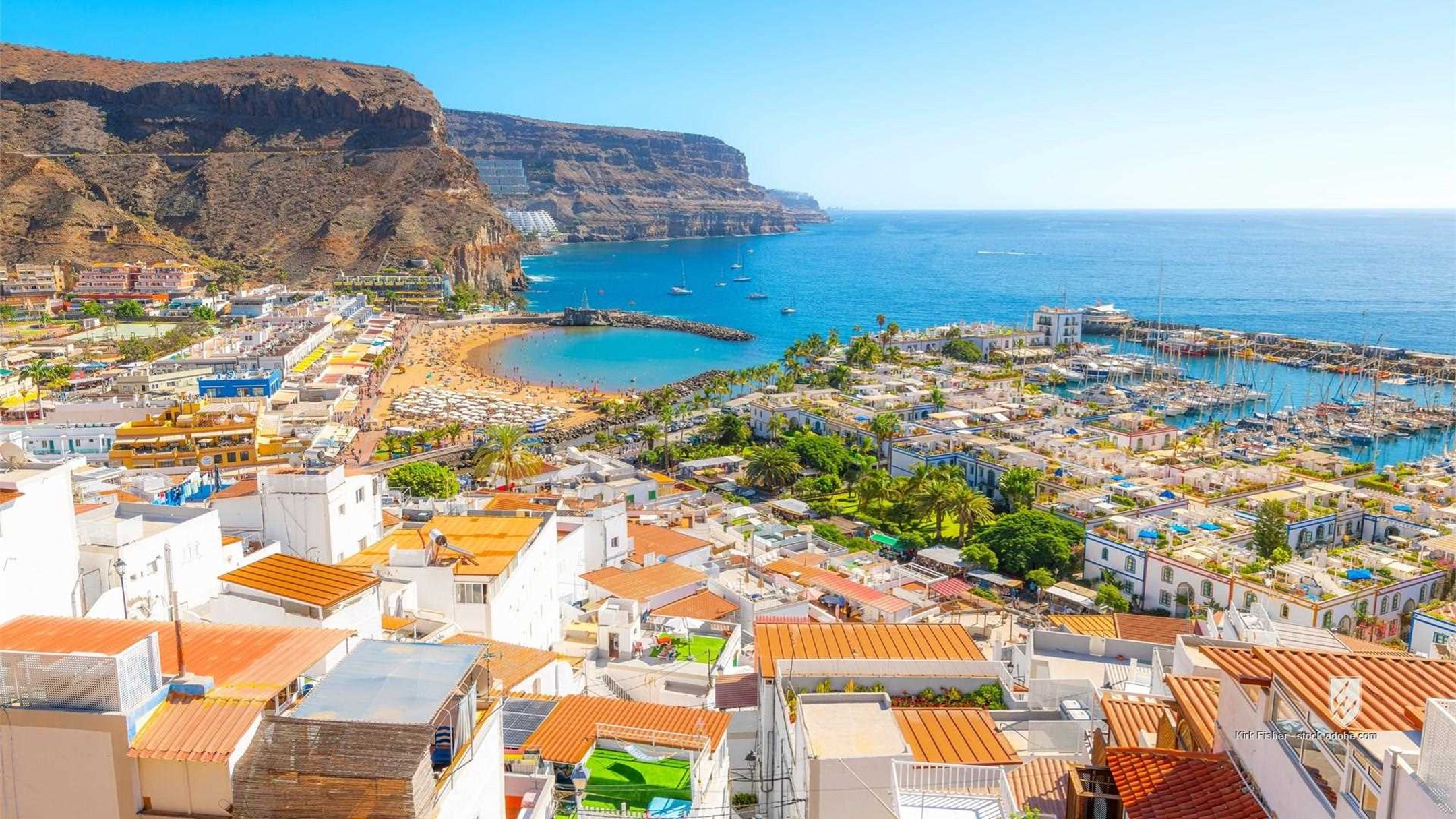 puerto de mogan spain las palmas gran canaria canary islands island sea seaside village town beach sandy beach old town