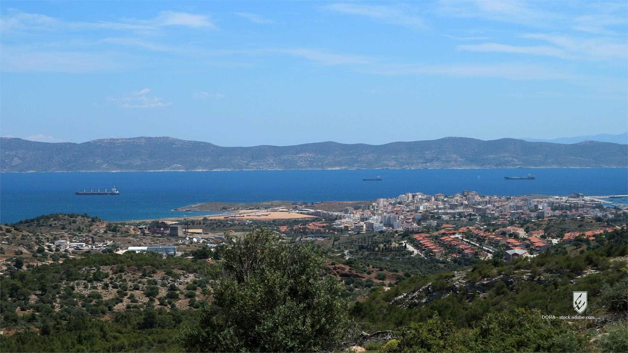 lavrio makronisos athens greece view island lavrion mining center sea