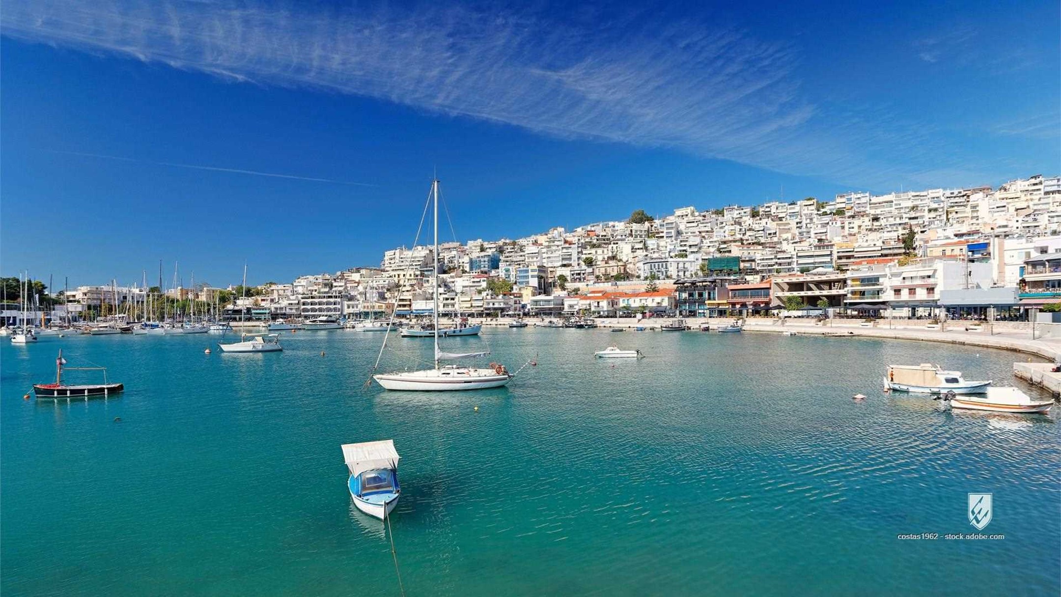 Mikrolimano piraeus harbor sea port attica athens greek greece saronic boat ship bay castella fishing taverns restaurant