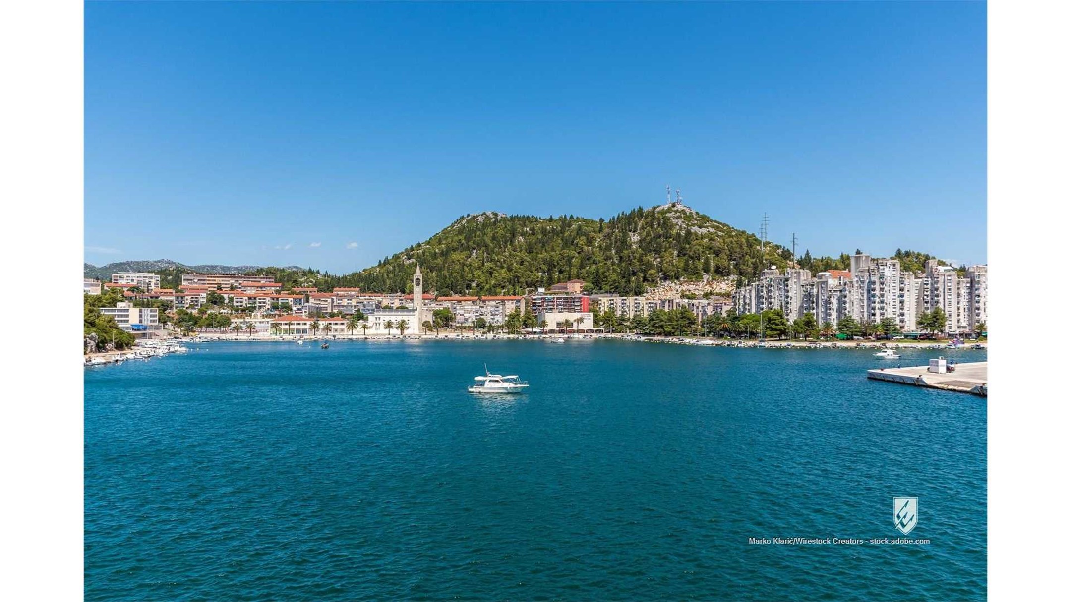 ploce croatia town skyline bay view sea resort boat tranquil vacation coastal landscape urban city shore seascape serene