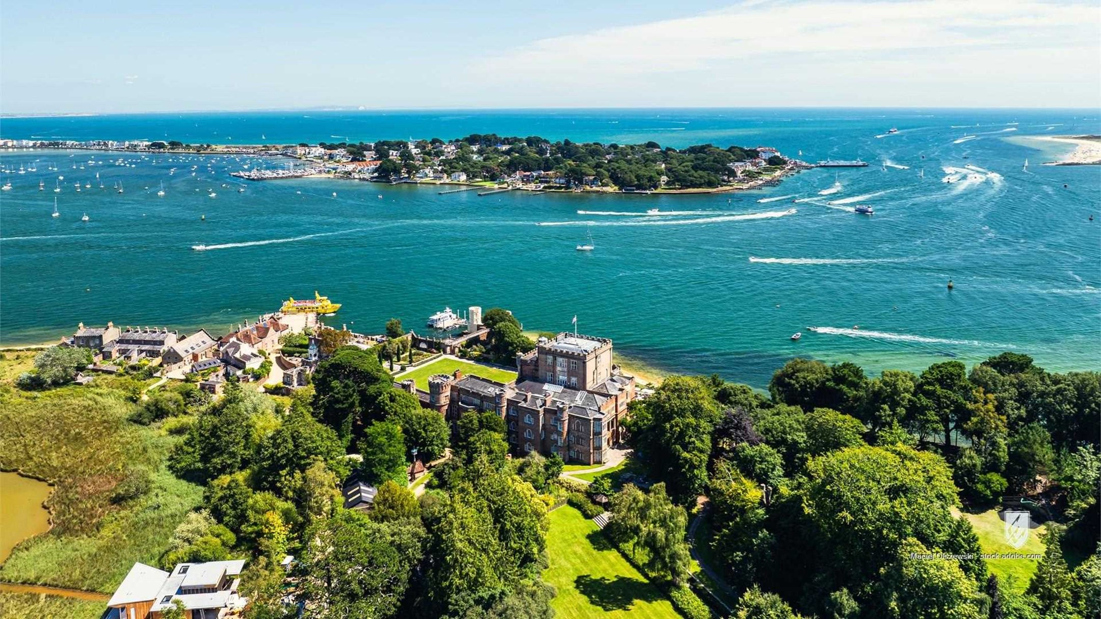 yacht henry viii branksea castle ship beach pier camping coast coastal historic uk castle water view tourism landscape