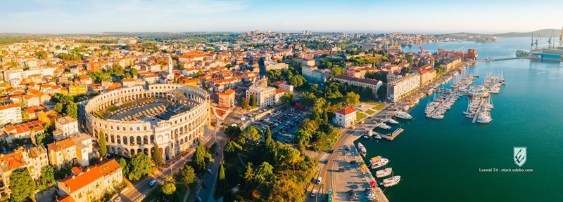 adriatic aerial amphitheater amphitheatre ancient architecture arena building boat city cityscape coliseum colosseum