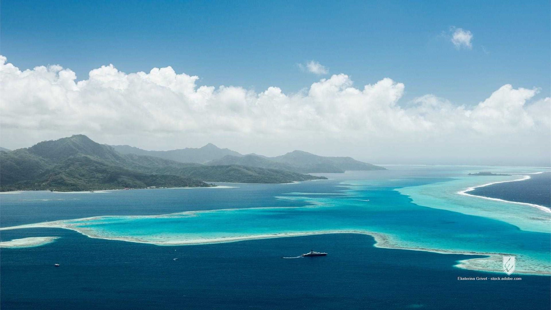 polynesia french aerial raiatea society scenery above altitude barrier beach bright clouds coast coastal coastline coral