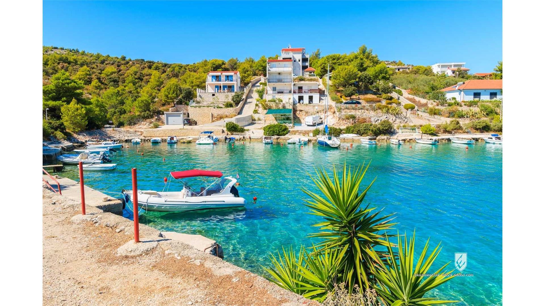 adriatic bay beach beautiful bird blue boat building clear coast coastline croatia dalmatia destination dinghy europe