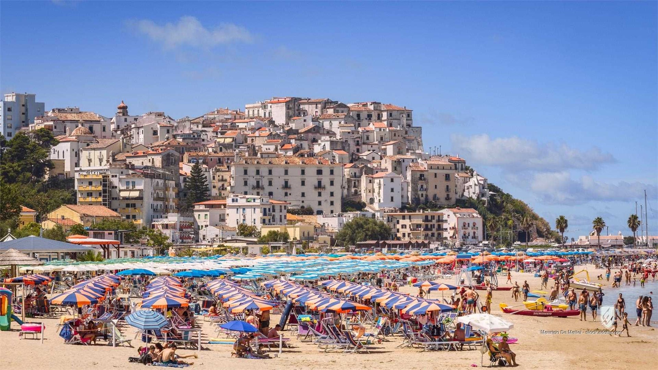 panorama, village, beach, umbrella, rodi garganico, gargano, fog panorama village beach umbrella rodi garganico
