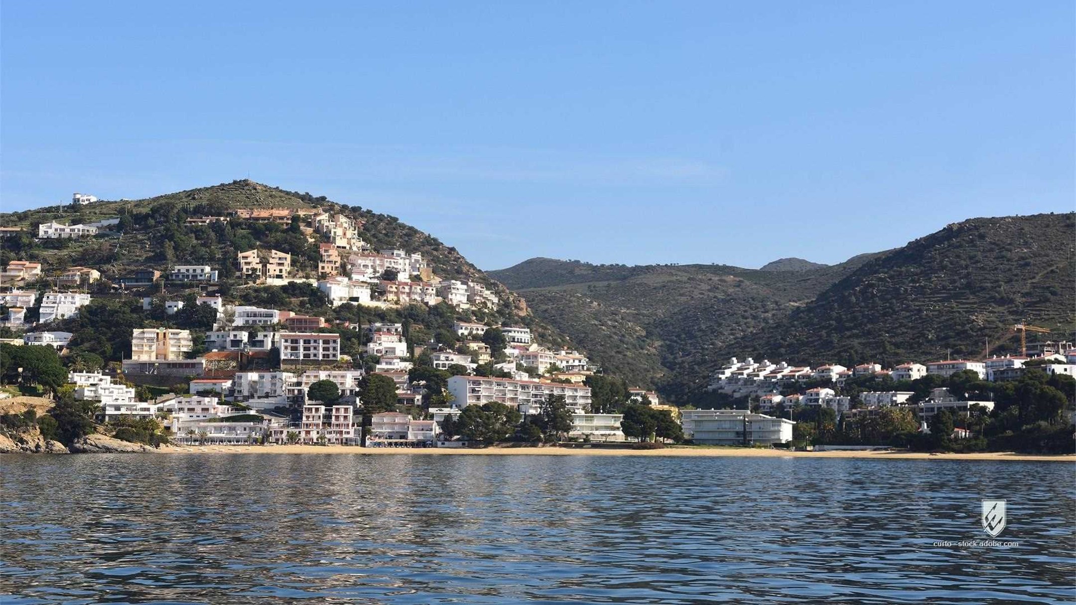 maritime view village roses canyelles beach Costa Brava Girona province Catalonia Spain sea builging maritime view villa