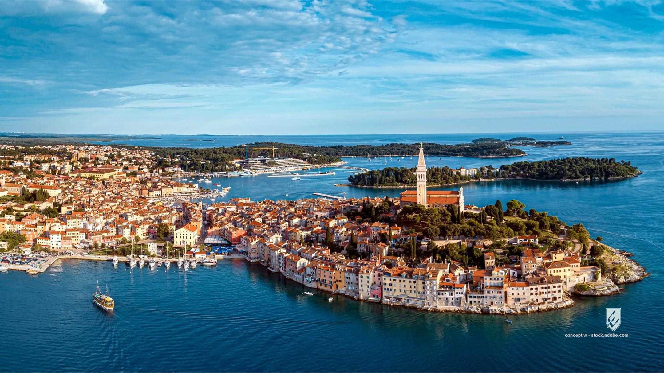 rovinj istria croatia island europe clear water mediterranean peninsula historic coastline old town town architecture