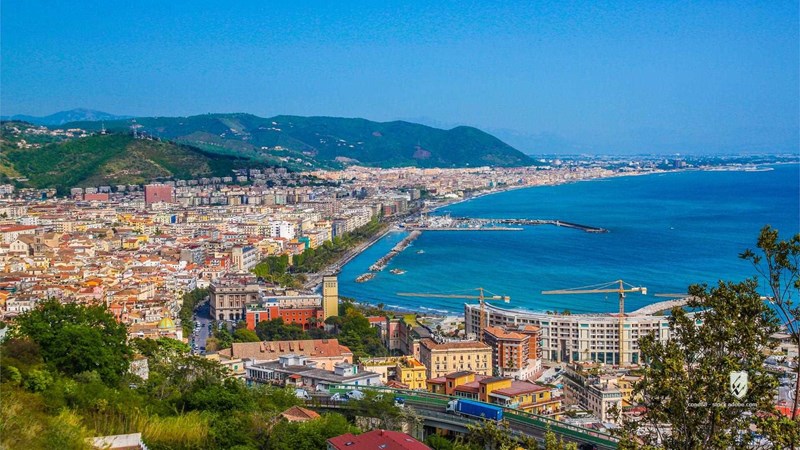 italy salerno view aerial sea harbor gulf sky travel landscape outdoors building house city tourism urban europe transpo
