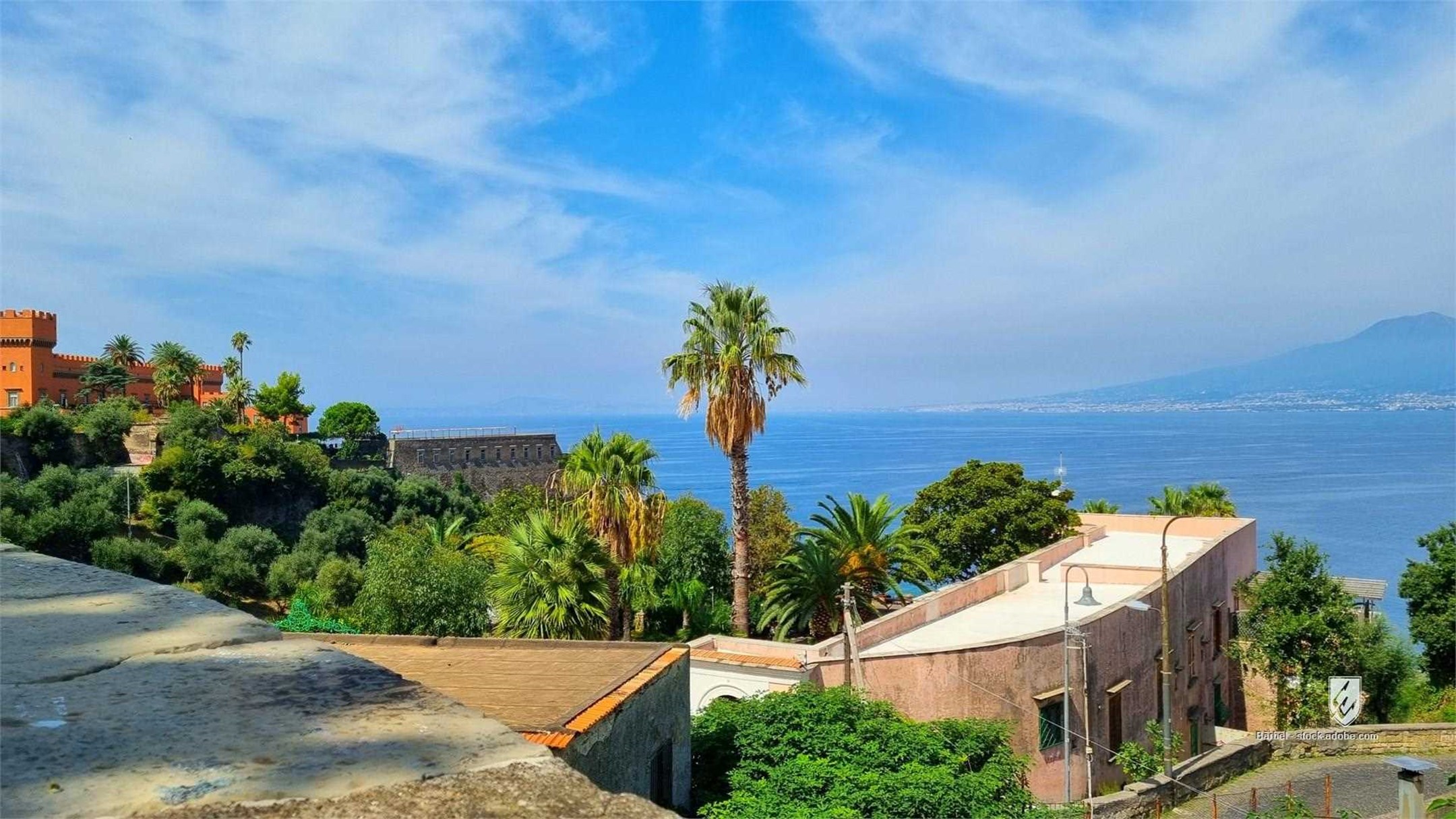 sea palm bay italy vesuvius vulcano ocean island tree sky tropical beach travel water view summer nature vacation coast
