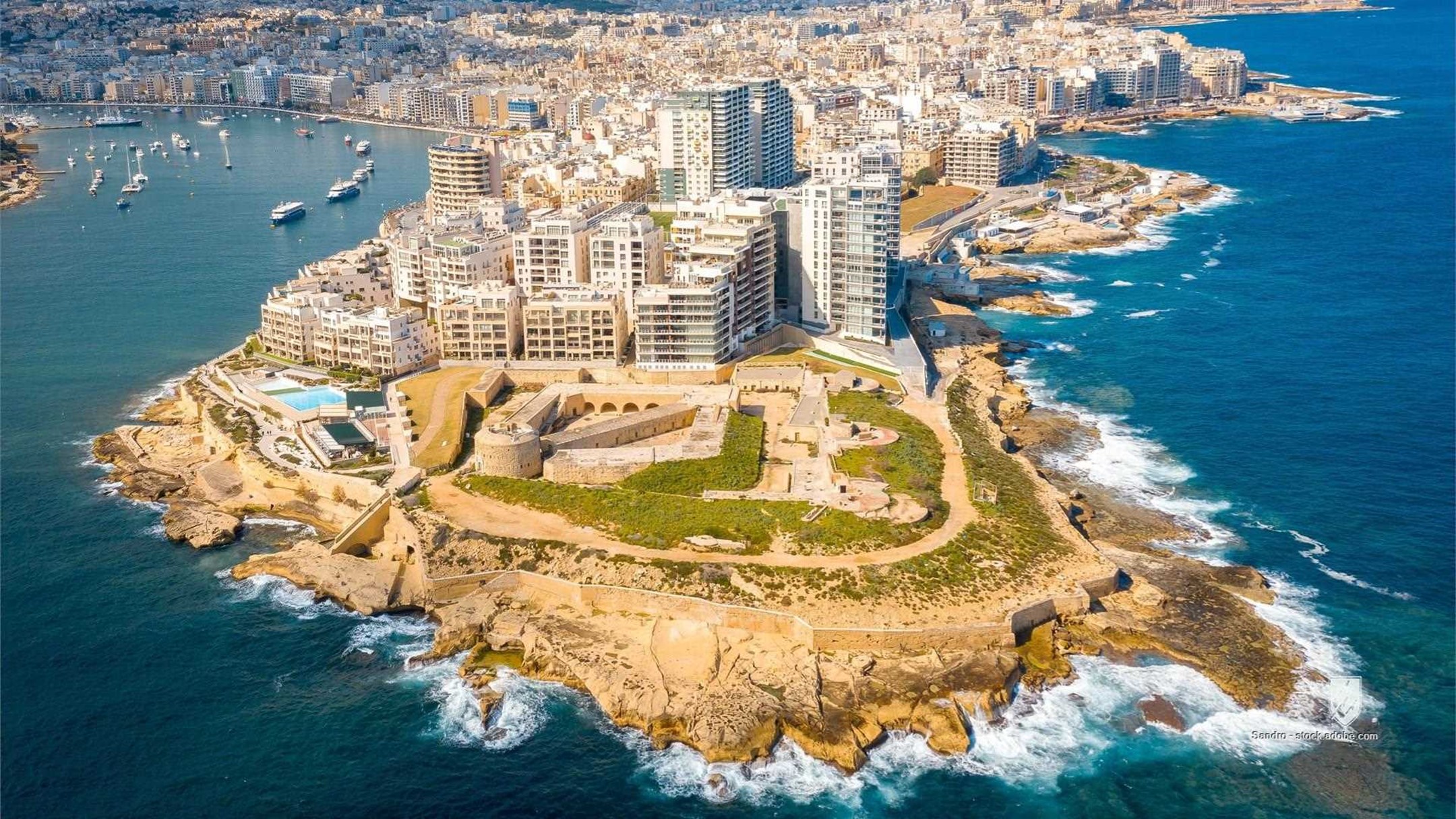 sliema tigne malta sea beach city water coast blue mediterranean travel landscape view summer sky france coastline greec