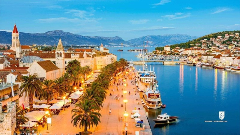 Croatia Historic Trogir adriatic ancient architecture attraction background beautiful boats buildings church cityscape