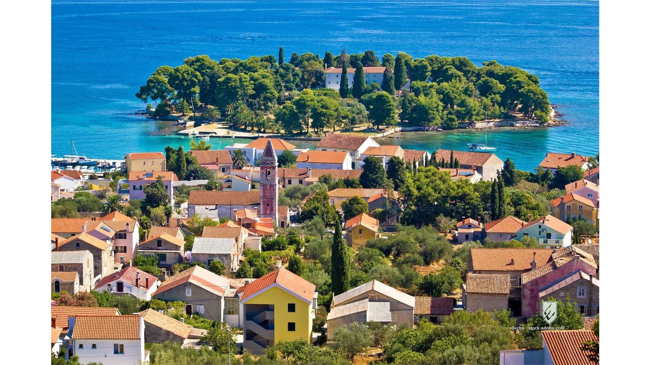 galovac preko monastery islet croatia adriatic mediterranean ugljan island town city historic architecture croatian