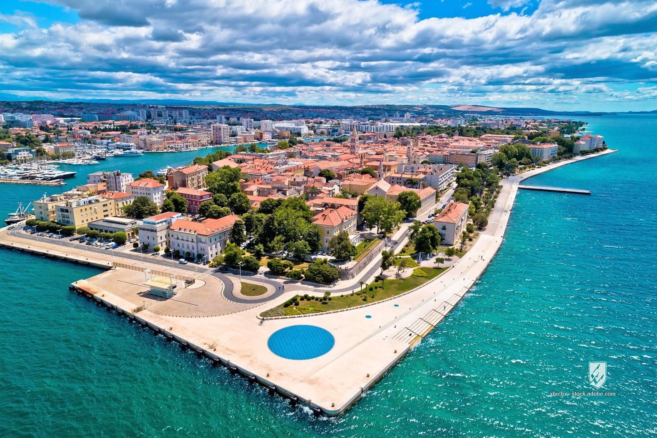 sea zadar kalelarga calle larga street adriatic ancient architecture bay blue building church city cityscape coast croat